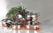 Stainless steel cookware with copper base
